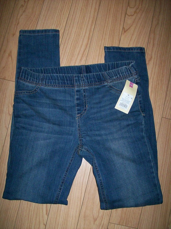 NWT Cherokee Girls Denim Blue Jeans Jeggings Pull On Elastic Waist Stretch Sz 16
