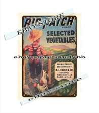 inside garage ideas 1976 BIG PATCH BRAND Selected Vegetables metal tin sign