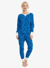 Supernatural Symbols Blue Thermal Long Sleeve Shirt Legging Pajamas JRS S-M NWT