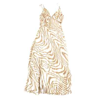 white christmas dresses Simkhai // Beige Cut Out Tie Maxi Dress – VSP Consignment main image 0