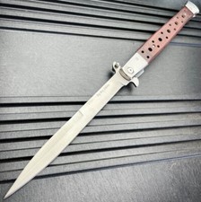 13" Classic HUGE Large Brown Wood Spring Assisted Open Pocket Knife