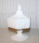VTG Imperial® Genuine White Milk Glass Paneled Grape Footed Candy Dish w/Lid