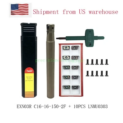 ZHOUZIMI 10pcs LNMU0303 + EXN03R C16-16-150-2F Fast forward feed end mill For LNMU0303ZER