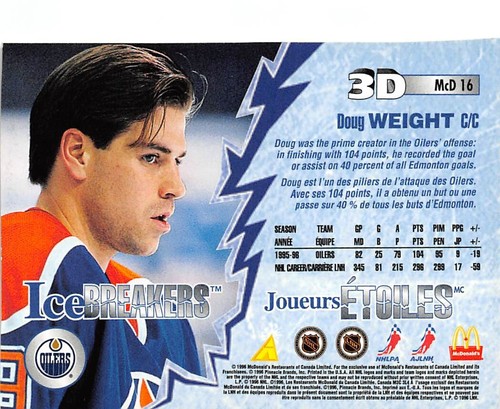 1996-97 McDonald's Pinnacle 3D #16 Doug Weight - Picture 2 of 2