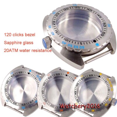 New Case 42mm 20ATM Water Resistance Mens Watch Case Rotating Bezel Sapphire