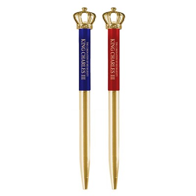 2X King Charles III Krönung Krone Kugelschreiber Gedenkgeschenke
