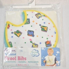 Luv n' care Drool Bibs 3 Printed Vinyl Backing Washable Vintage 1995