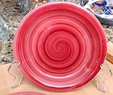 Philippe Richard Swirl Hand-Painted Salad Plates Red 7 3/4” Set Of 4