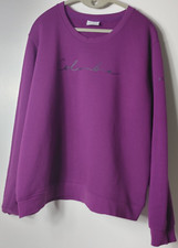 COLUMBIA XXL WOMENS SWEATSHIRT CREWNECK PURPLE FRONT  LEFT ARM COLUMBIA GRAPHIC