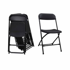Portable Folding Stackable Chairs 10 Pack for Party Wedding Black Plastic