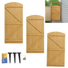 3FT Arch Top Garden Gate Outdoor Pedestrian Gate Wooden Door w/ T-Hinge & Latch