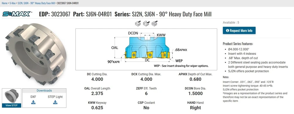 MOLINO FACIAL E INSERTOS DE ALTA RESISTENCIA 4" 6FL CON PORTAHERRAMIENTAS CAT 40 INGERSOLL RAND Foto 2 de 4