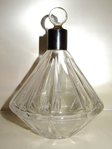 Kleine Karaffe Bleikristall mit 800 Silbermontur Silber Likörflasche H:ca:16cm