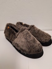 Acorn Women's Moc Slippers 9.5 Gray Brown Faux Fur FUZZY