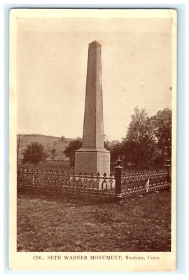 Col Seth Warner Monument Roxbury CT Early View - Damaged