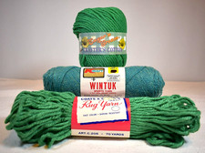 Different Color GREEN - Yarns in Skeins w/Weights of 6oz, 2oz  3oz Lot of Three