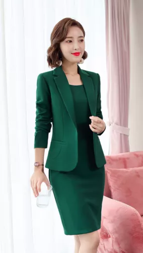 Women Casual Office Wear Suit Business Uniform Blazer Dress Work 2 Piece Sets - Picture 22 of 54