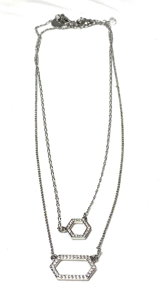 Collar pavé convertible tono plata WHBM se puede usar Separtley 19 y 17,5" Foto 2 de 4