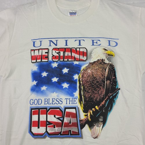 United We Stand God Bless the USA Eagle Vintage T-Shirt 9/11 Neu ohne Etikett #J44