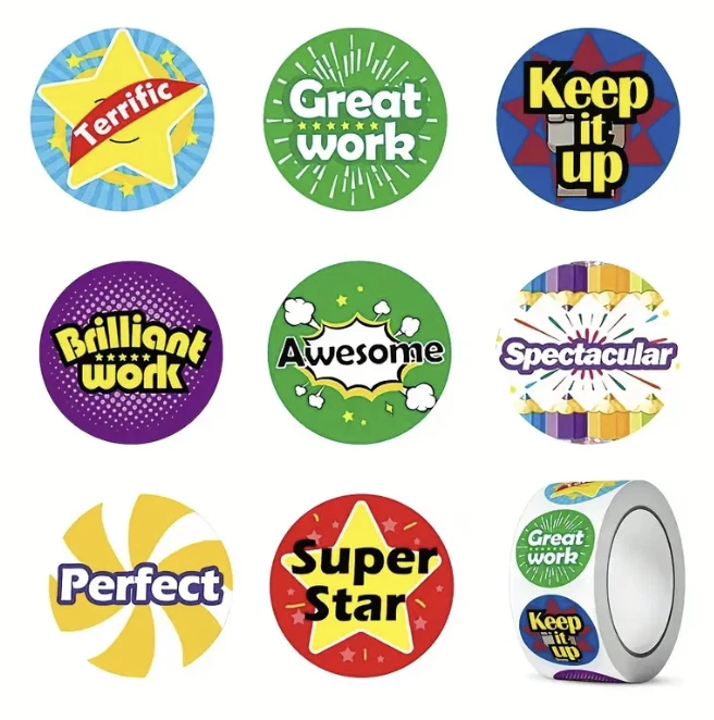 Positive Reward Stickers 2.5cm 50/100pc Teacher Merit Award Kids Party Craft