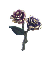Rose Flower Brooch Pin Multi-Color Enamel Gold Plated Metal