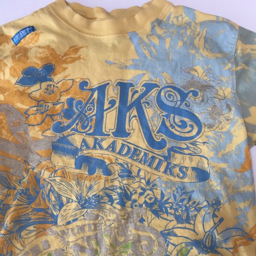Y2K Akademiks T-Shirt Boys 6 All Over Print Hip Hop Grunge Skater Streetwear Art - Picture 5 of 12