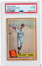 1962 Topps baseball Twilight years  green tint Babe Ruth PSA 6 # 141