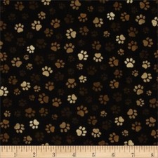 BTY Timeless Treasures Multiple Brown Paws Paw Brown Cotton Fabric By The YARD