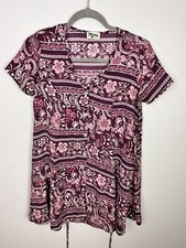 Show Me Your Mumu short sleeve Bennett Babydoll mini dress size XS Maroon White