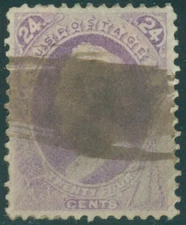 US Scott #153 24¢ Used-VF, Brush Cancel, Hinge & Toned Reverse, SCV $210.00 (SK)