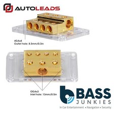 3 x 0 Gauge Input & 4 x 4/8 Gauge Output Distribution Earth Block