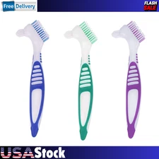 3 Pack Denture Cleaning Brush Set Hard Toothbrush Portable Denture...