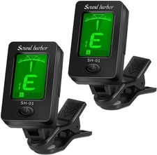 Guitar Tuner Clip On Ukulele 2 Pack for All Instruments Black 