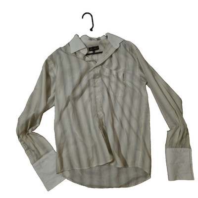 Harry Brown Mens M 32/33 White Gold Stripe Slim Fit Cotton Stretch Dress Shirt