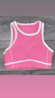 Wilo The Label Size Medium Pink & White Sports Bra Athletic Fit EUC