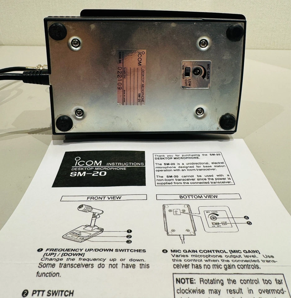ICOM SM-20 Tischmikrofon Standmikrofon Amateurfunk Funkgerät 8 Pin mit Zubehör - Bild 2 von 4