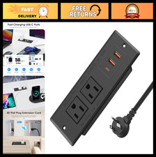 Recessed Power Strip with 20W USB-C, Flush Mount, 45  Flat Plug, 6FT Cord