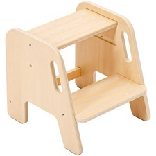 Wood City Step Stool For Toddler Kids Wooden Height Adjustable 2-Step Ladder