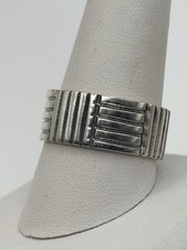 Vintage Sterling Modernist Etched Band Ring 10.5