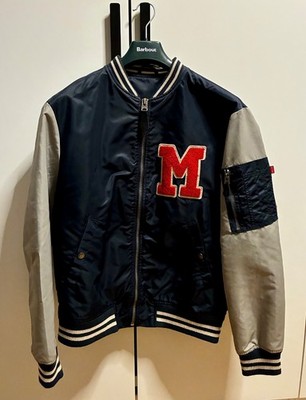 College Jacke Bomberjacke Style MC Neal  Gr.M blau/silber