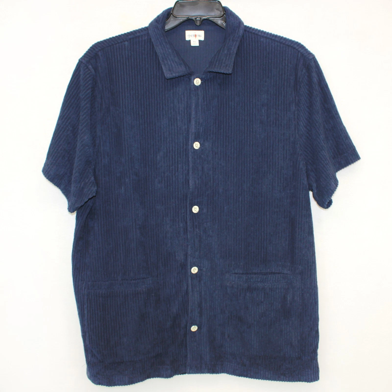 J Crew Men's Corded Terry Camp Collar Button-Up Shirt Navy Short Sleeve Medium
Opens in a new window