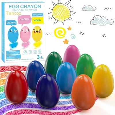 9 Colors Easter Egg Crayons for Kids, Easy Grip Palm-Grasp Washable Drawing T...