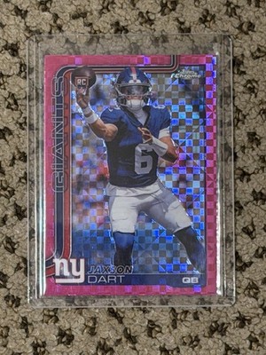 2025 Topps Chrome Jaxson Dart Rookie Hot Pink X Fractor Mega Exclusive RC QB