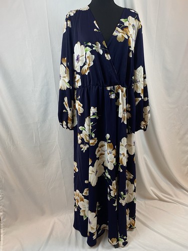 Bloomchic Damengröße 18-20 Blumenmuster V-Ausschnitt Maxikleid 100 % Polyester