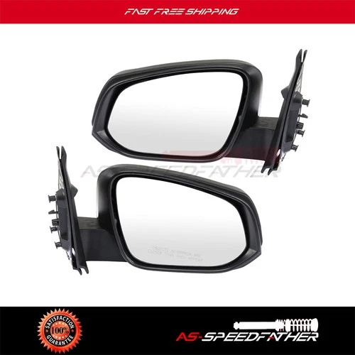 LH&RH Side Mirrors For 16-18 Toyota Tacoma Smooth Manual Fold Power Heated Black