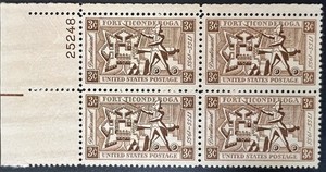 US Plate Block of 4 1955 Fort Ticonderoga Scott 1071 #25248 UL MNH