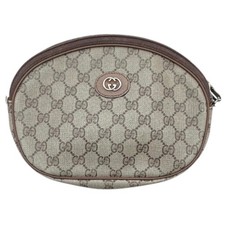 Vintage Gucci GG Supreme Monogram Brown Canvas Leather Trim Zipper Crossbody