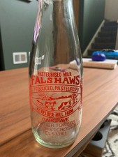 Vintage Dairy Glass Milk Bottle Falshaws Kelber Hill Farm
