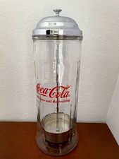 Coca Cola Vintage 1992 Glass Straw Dispenser
