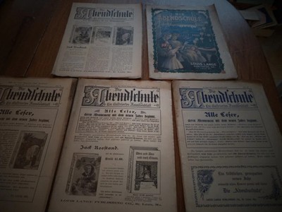 5 Issues 1909-1910 German DIE ABENDSCHULE illustrated family Magazine St. Louis